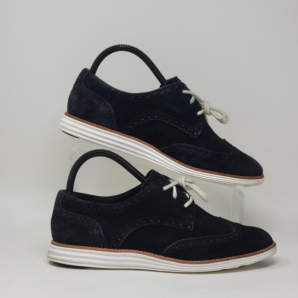 Cole Haan Women’s 8.5B Lunargrand Dark Navy Suede Wingtip Casual Oxford Shoes - Picture 1 of 10